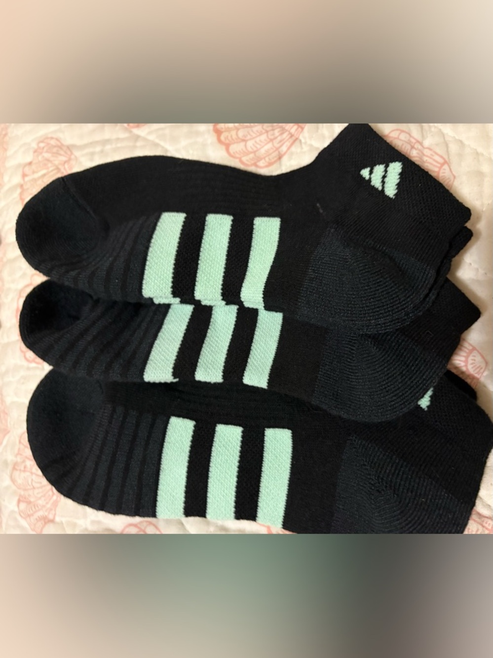 Under Armour 3 pack Black Athletic Crew Socks with Mint Stripes